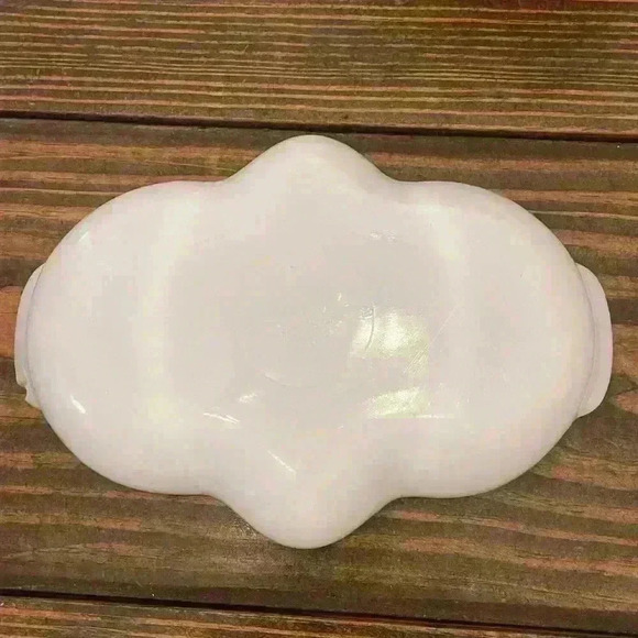 Fire King Milk Glass w/ Gold Trim Relish Dish - Picture 3 of 6
